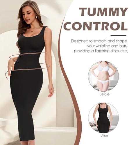 Image of Slip Dress for Women Full Slip for Under Dresses Shapewear Tummy Control Long Slip with Back Slit