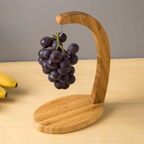 Soporte de plátanos de bambú con gancho estable para mesa y cesta de frutas 8