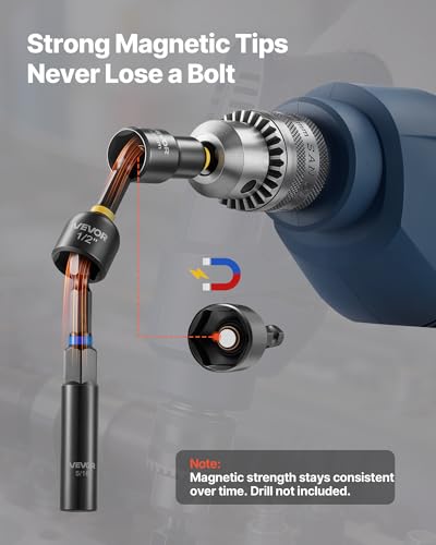 Image of VEVOR Master Magnetic Impact Nut Driver Set 55PCS, Metric & SAE Sizes, with Socket Adapters, Bit Holder, Wing Nut Driver, Pivoting Nutsetter, Quick Release Extension, Power Bits, Storage Box