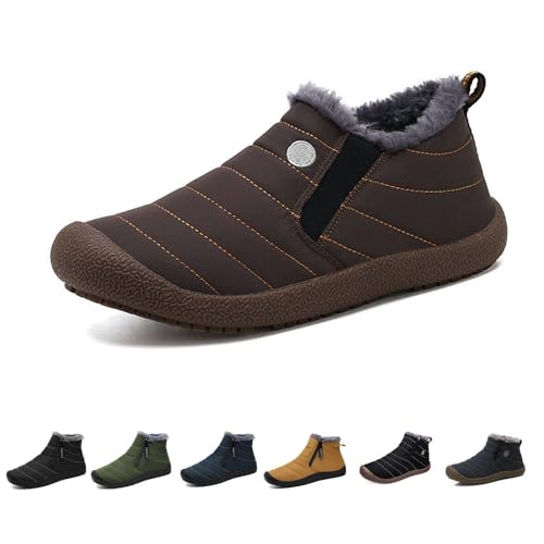 Jeeeun Men Waterproof Plush Lined Outdoor Snow Shoe, Warm Anti-Slip Winter Snow Boots (Style A Gray,10)