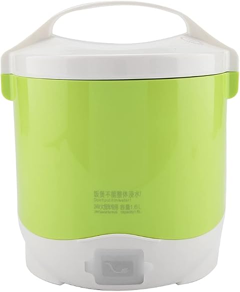 Fornello di Riso Multifunzionale Portatile Elettrico 24V 180W 1.6L Fornello a Vapore per Alimenti Fornello per Cereali di Riso Multi-fornello per Auto Camion(verde)
