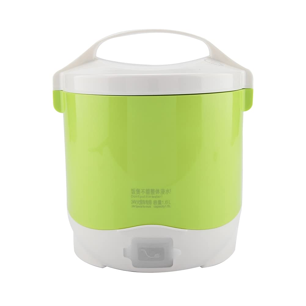Fornello di Riso Multifunzionale Portatile Elettrico 24V 180W 1.6L Fornello a Vapore per Alimenti Fornello per Cereali di Riso Multi-fornello per Auto Camion(verde)