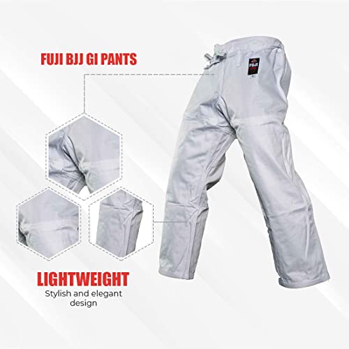 Fuji Gi Pants – Adult Brazillian Jiu-Jitsu Pants With Flat Drawstrings - Long-Lasting Bjj And Gi Pants For Training & Competition, White, Size A5 #TOP1