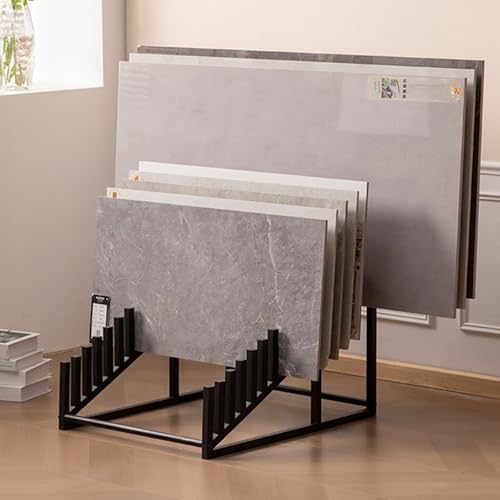 HXFAAFXH Metal Display Rack for Tiles,16-Tier Plate Display Tile Sample Storage Stand,Building Material Display Shelf for Display Bulk,Multi-Layer Convenient Wooden Plate Storage(52X67X49.5CM)