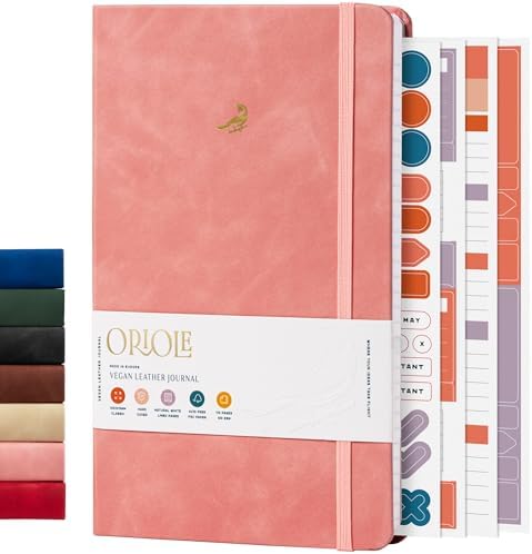 Oriole Vegan Leather Ruled Notebook - Pink | 176 Pages of Thick L...