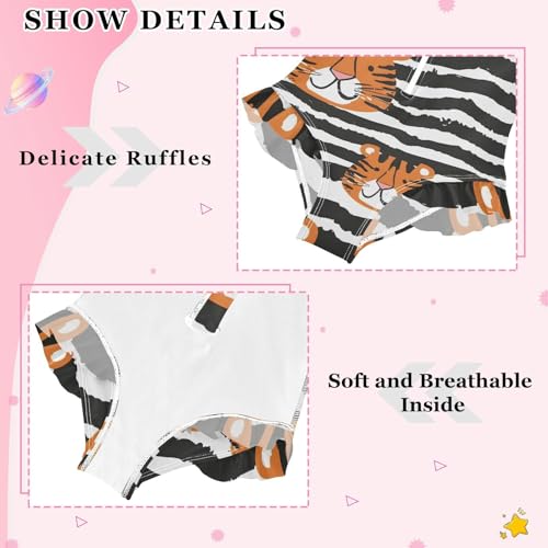 Girls One Piece Swimsuits Long Sleeve Swimsuit Zipper Bathing Suits Tiger Zebra Black White Stripes4