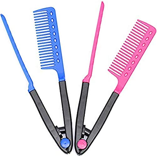 2 Pack Straightening Comb For Hair - Flat Iron Comb For Great Tresses Hair Straightener Comb With A Firm Grip - Straightener Comb For Knotty Hair - Styling Comb For Unkempt Hairï¼ŒV-shaped comb