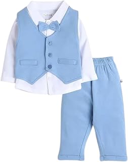 NASKAR GARMENTS Kid's Boys Cotton Blend Full Sleeves Shirt Waistcoat and Pant Set with Applique Bow | Stylish Party Clothi... Price In India