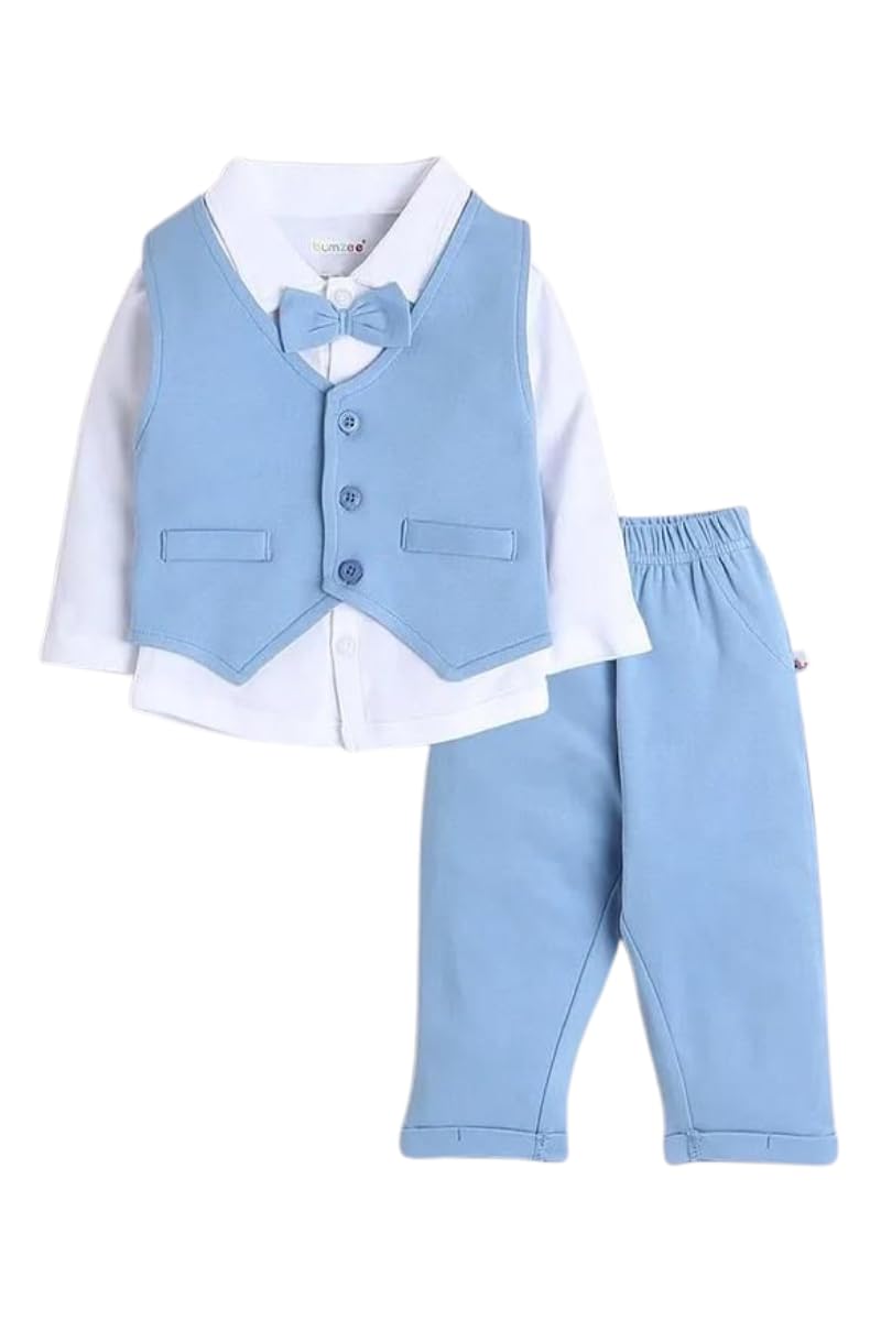 NASKAR GARMENTS Kid's Boys Cotton Blend Full Sleeves Shirt Waistcoat and Pant Set with Applique Bow | Stylish Party Clothi... - Review, Price and Buying Guide