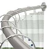 Curved Shower Curtain Rod, Adjustable 42-74 Inches Bathroom Curtain Rod, Rustproof Expandable Aluminum Round Shower Curtain Rod, Heavy Duty Shower Rods for Bathroom, Bathtub, Need to Drill, Nickel