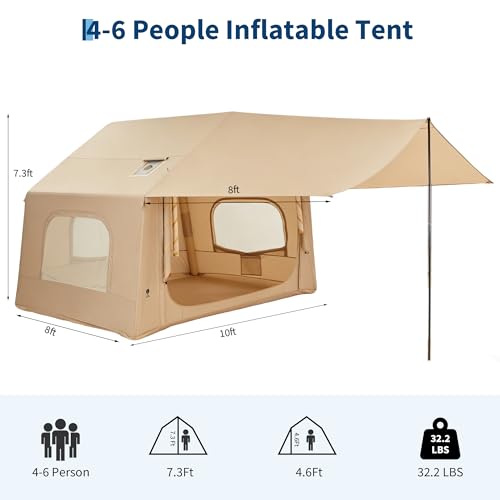 Carpa inflable para camping, impermeable, 4 personas miniatura 4