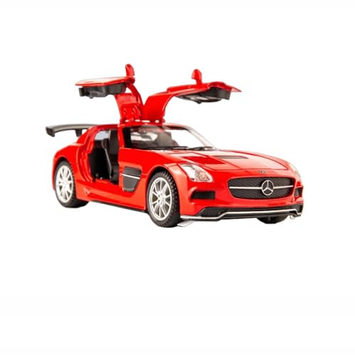 Image of 1:32 Benz SLS AMG Model Car Zinc Alloy Pull Back Toy with Sound & Light Fun for Kids, Boys & Girls Collectible Diecast Car for Ages 3+ (Red)