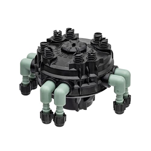 Distribuidor de riego regulable Orbit 61008 de 8 puertos para control preciso en microtuberías 4