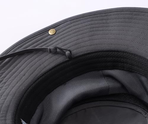 Image of Home Prefer UPF 50+ Wide Brim Sun Hat Mesh Crown Foldable Cotton Bucket Cowboy Hat for Men Safari Golf Fishing Beach Garden