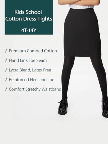 Image of COTTON DAY Kids Girls School Dress Cotton Tights Black White Navy Blue Burgundy