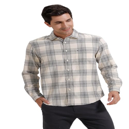 Image of BASICS 100% Cotton Checked Shirt for Men | Slim Fit | Everyday Smart Casual Wear | Full Sleeve
