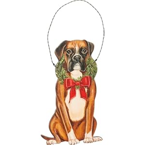 Primitives by Kathy Christmas Boxer Hanging Ornament