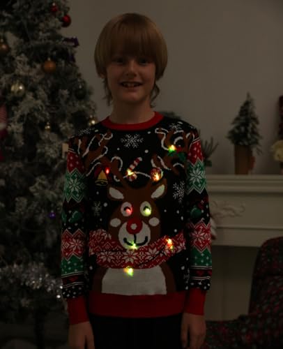 Cutemile Kids Boy Ugly Christmas Sweaters Size 5-14 Girls Light Up Xmas Sweaters for Party3