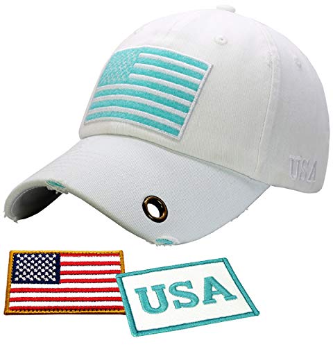 Image of Antourage American Flag Unisex Baseball Hat for Men and Women | USA Flag Mesh Snapback Flat Visor Cap + 2 Patriotic Patches