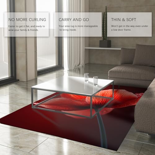 Tapis antidérapant fleurs rouges lavable et idéal sous la table - 4