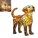 Genérico Lámparas de Perro de Vitral, Lámpara Retro de Resina con Diseño de Arcoíris y Perro, Alimentada por Usb, Luz Nocturna Led con Forma de Cachorro para Dormitorio, Escritorio, Hogar(Style-J)