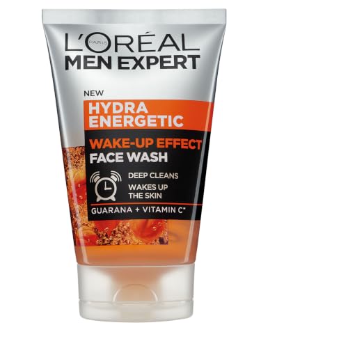 L’Oréal Paris Men Expert Wake-up Effect Face Wash 100ml, Hydra Energetic Face Wash With Vitamin C*, for Dull and Tired-Looking Skin, Cleanses Pores and Energises Skin