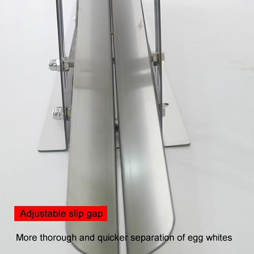 Máquina separadora de yema de huevo, canal ajustable para una separación eficiente, maneja 30 kg/hora con bandeja deflectora, perfecta para panaderías y cocina casera