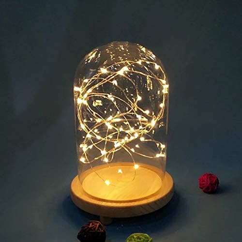 Ivolador 7" x 4" Glass Display Cloche Dome with Solid Wood Base Large Size Office Home Decoration