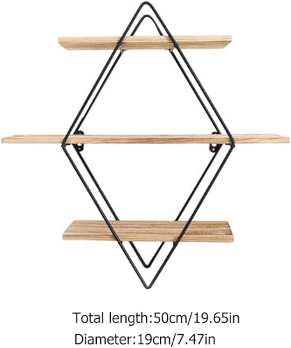 Miniatura 4 de Cabilock Estante flotante de pared para decoración del hogar, estantes flotantes de madera rústica geométrico: estante de pared de 3 niveles