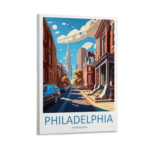 Philadelphia Travel Poster Canvas Wall Art 08x12in