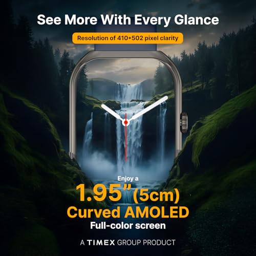 Image of TIMEX Smart Progen 1.95 inch (4.95 cm) Curved AMOLED Display with Functional Crown and BT Calling Smartwatch for Unisex - TWTXW803T
