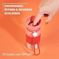 Isolier-Trinkbecher, EMSA beYou Cup Mug, aromatischer Trinkgenuss, 100% dicht, spülmaschinengeeignet, 0,36L, für unterwegs, draußen, Büro, mit Trageband, Orange, N2191500 – Ansicht 4