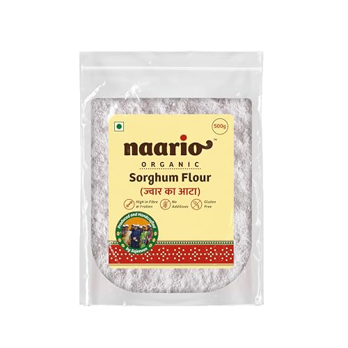 Image of Naario Jowar Flour Certified Organic Sorghum Atta Gluten Free, High in Fiber and Protein, No Preservatives, Ideal for Weight Loss and Healthy Diet - 500g