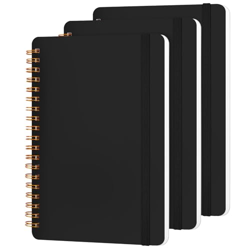 Utron 3 PCS Small Spiral Notebook 5x7, Notebooks for Note Taking, Black Spiral Journal Notebook, Work Notebook Small Notebooks 5x7 with Strap, Cute Notebooks for Women 70 Sheets/Note Books