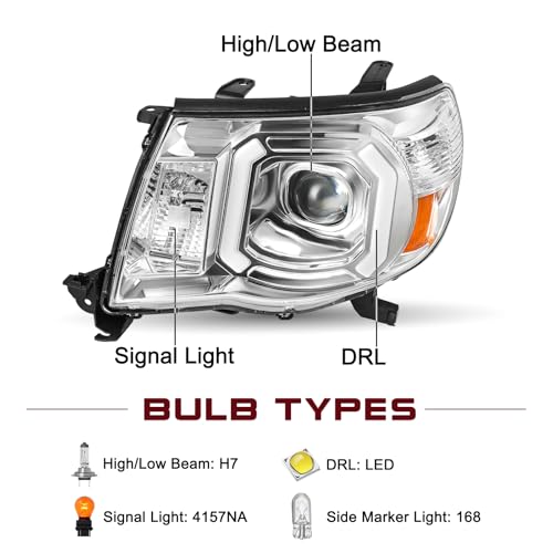 Image of JSBOYAT LED DRL Headlight Assembly for 2005-2011 Toyota Tacoma Pickup