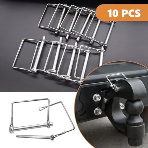 mankk 10 PCS 1/4\" Trailer Coupler Pin Silver Square Trailer Hitch Pin PTO Shaft Safety Locking Pin Zinc-Plated Trailer Pin for Farm Lawn Garden Hitches - Thumbnail 4