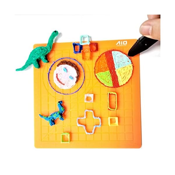 AIO Robotics Tapis en Silicone pour Le Dessin et la Conception de Stylo d'impression 3D, y Compris Deux Capuchons en Silicone, Orange – Image 3