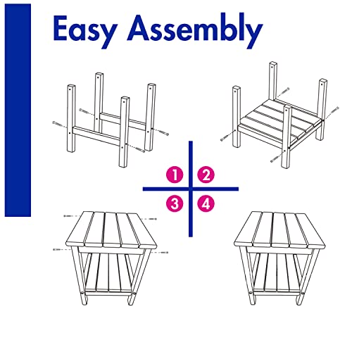 Briopaws Adirondack Side Tables Set Of 2, Hdpe Weather Resistant Outdoor Table, 2-Shelf Plastic End Table For Poolside Indoor Outside Front Porch Living Room Patio Backyard, 14 X13 Inch, White #TOP7