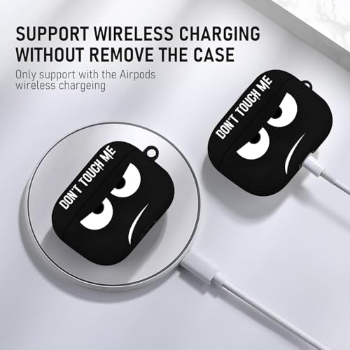 Image of Compatible with Airpods Pro 3 Case(2025),Don't Touch Me for Airpods Pro 3rd Generation Cases Cover with Lanyard Soft Silicone Cute Shockproof Cover for Women Men,Black
