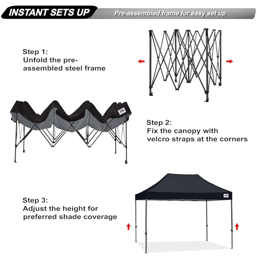Image of ABCCANOPY Patio Pop Up Canopy Tent 10x15 Commercial-Series (Black)