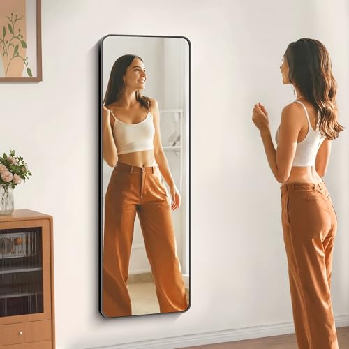 Image of DESBING 60 inch x 20 inchBathroom Mirror, Matte Black Wall Mirror with Metal Frame, Decorative Rectangular Vanity Mirror for Bedroom Bathroom Living Room Entryway (Horizontal /Vertical)