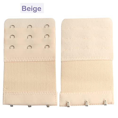 Bra Extender 3 Hooks 3 Rows, Stretchy Soft and Comfortable Bra Strap Extenders Elastic Bra Band, Pack of 43