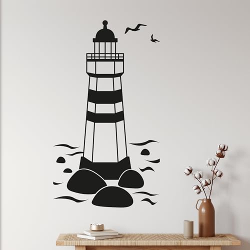 GRAZDesign Wandtattoo Leuchtturm Strand - Maritime Aufkleber für Badezimmer Kinderzimmer Flur / 70x40cm / 049 königsblau