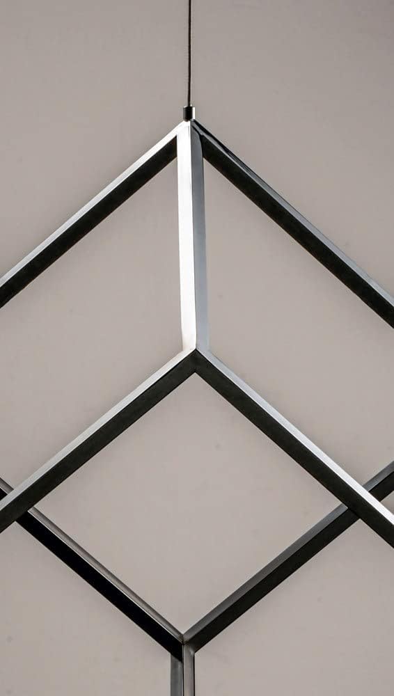 ET2 E30582-PC 4 Square Cube LED Pendant Ceiling Lighting, 1-Light 24 Watt, 21" H x 21" W x 21" L, Polished Chrome