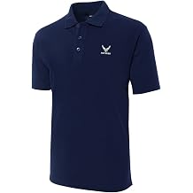 FANNOO US Air Force Retired Embroidery Polo Shirt for Men-Mens Air Force Pattern Embroidered Shirts Short Sleeve Golf Shirt