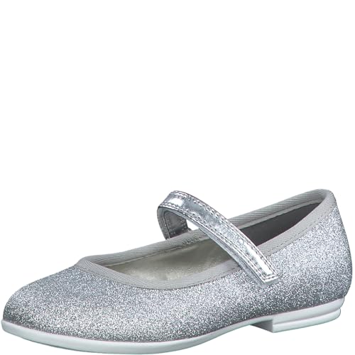 s.Oliver Mädchen Ballerinas mit Klettverschluss Glitzer, Silber...