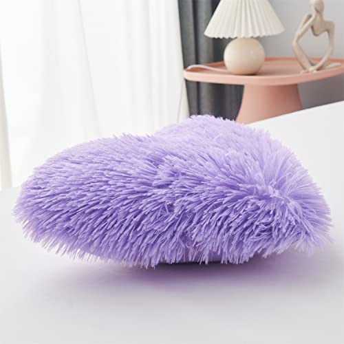 Moowoo Plush Fluffy, Solid Color, Zipper Close Decorative Throw Pillow For Couch Sofa Bed (Purple) #TOP1