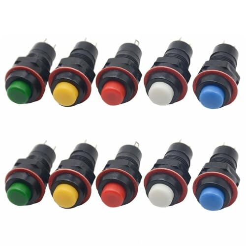 10 Stück Druckknopfschalter, selbstschließender Kontrollschalter, 10 mm, runder Mikro-Netzschalter für elektronische Geräte (DS-211)