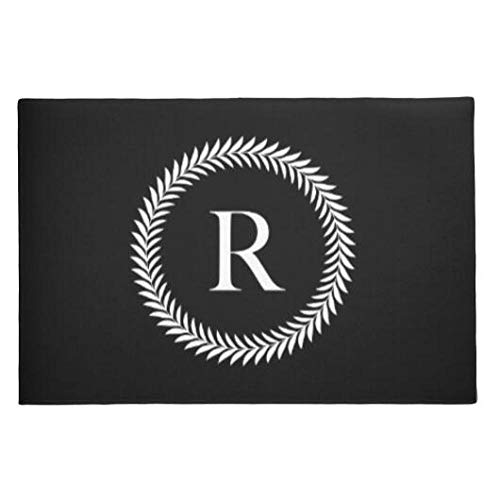 TIANTUR Schwarz Weiß Personalisierte Initial Willkommen Fußmatte Haustür Stilvolle Benutzerdefinierte Schnalle Boden Teppich Teppiche Moderne Matten Wohnkultur Schlafzimmer deko Wohnzimmer 16"x24"