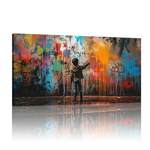 JGGXHM Banksy Canvas Wall Art - Large Extra Large Wall Art Print -(72x142cm) 28x56in Internal Frame